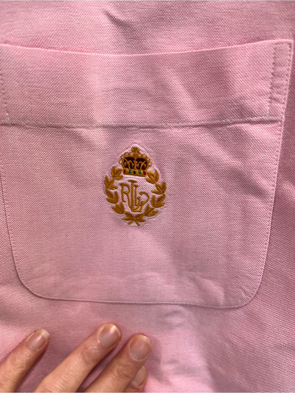 Ralph Lauren womens Pink Button-Down Shirt with Embroidered Crest size 12 - Picture 2 of 6